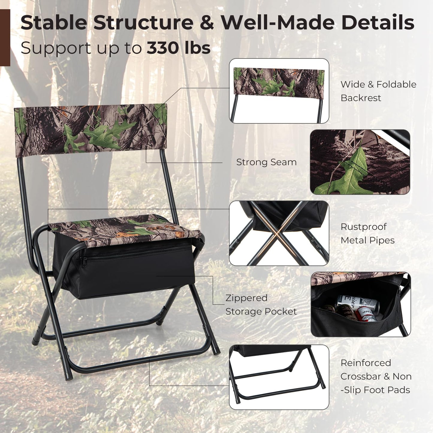 Tangkula Hunting Chair, Foldable Hunting Blind Chair with Storage Pocket