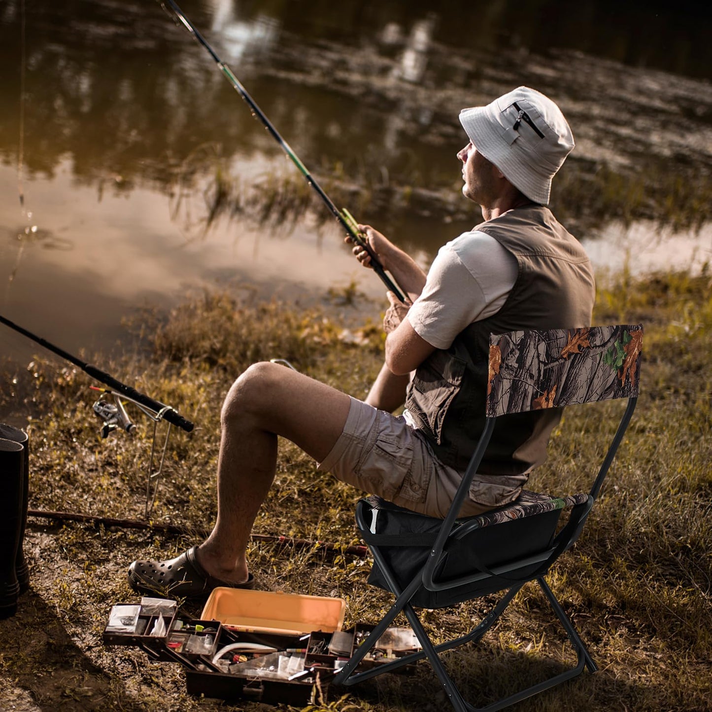 Tangkula Hunting Chair, Foldable Hunting Blind Chair with Storage Pocket