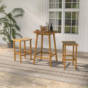 Tabourets de bar robustes Tangkula de 76 cm de haut en bois d'acacia avec assise en rotin synthétique