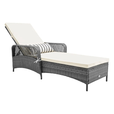 Tangkula Chaise longue d'extérieur, fauteuil inclinable en PE pour patio avec dossier à 6 niveaux