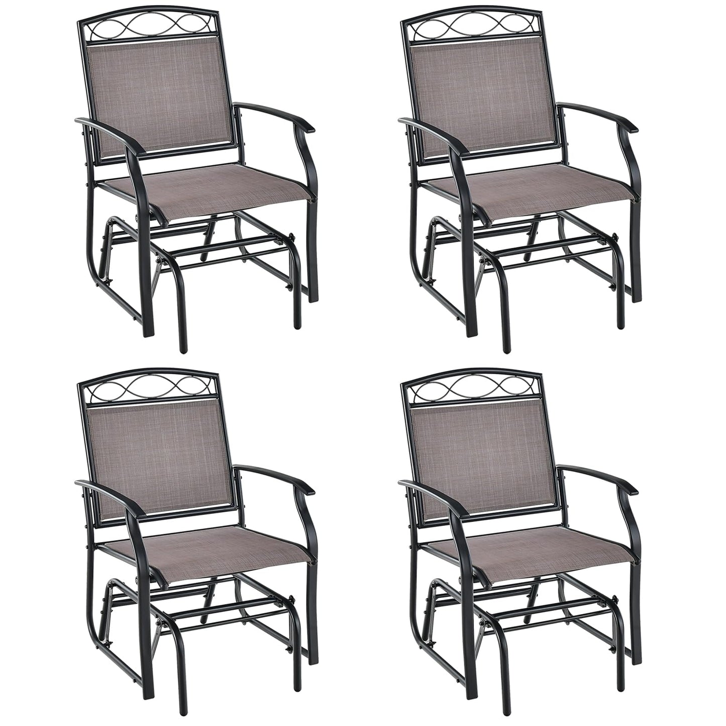 Tangkula Patio Swing Glider Chairs Set of 2, Outdoor Metal Glider Armchairs