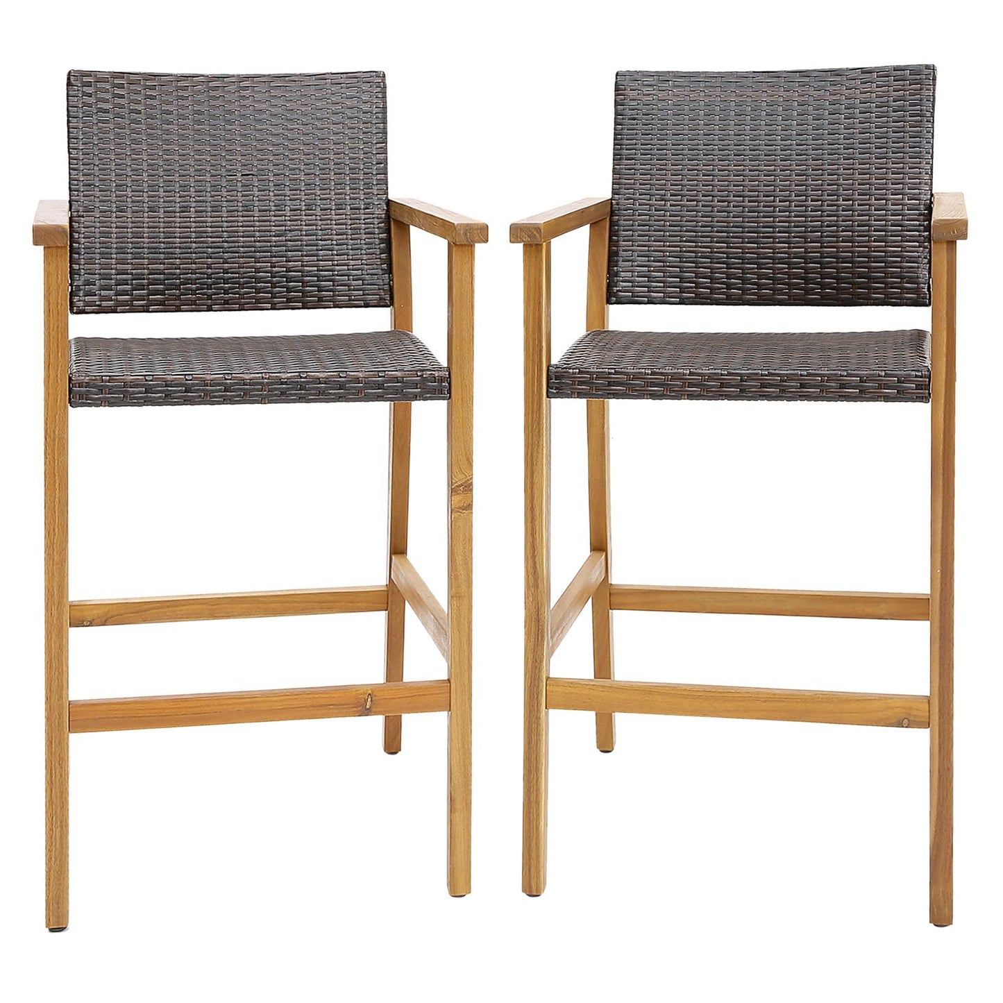 Patio Rattan Bar Stool Set of 2 - Tangkula