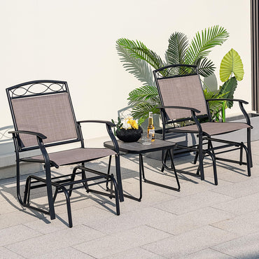 Tangkula Lot de 2 chaises à bascule de patio, fauteuils à bascule d'extérieur en métal