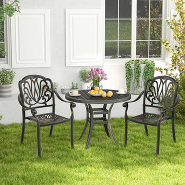 Tangkula Lot de 2, Lot de 4 chaises de salle à manger de terrasse en fonte d'aluminium, chaises de salle à manger d'extérieur empilables avec accoudoirs