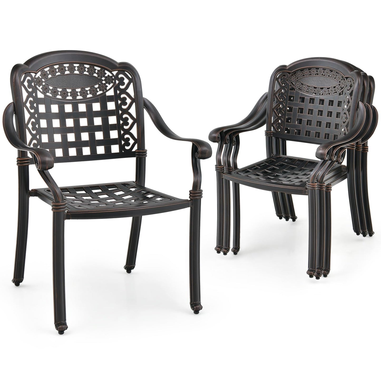 Set of 4 Cast Aluminum Patio Dining Chairs - Tangkula