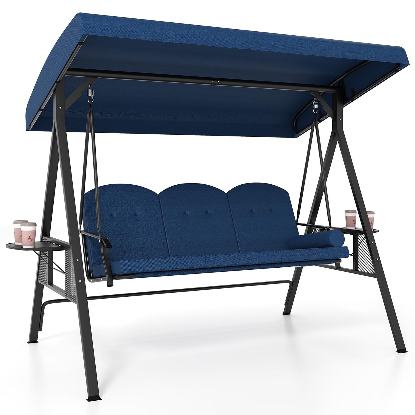 Tangkula 3 Person Porch Swing Outdoor Swing with Adjustable Canopy