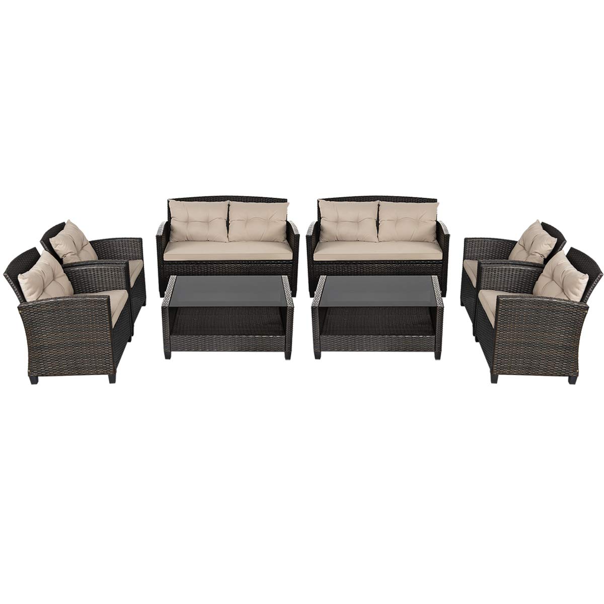 Tangkula Patio Furniture Set Rattan Wicker Chair Set