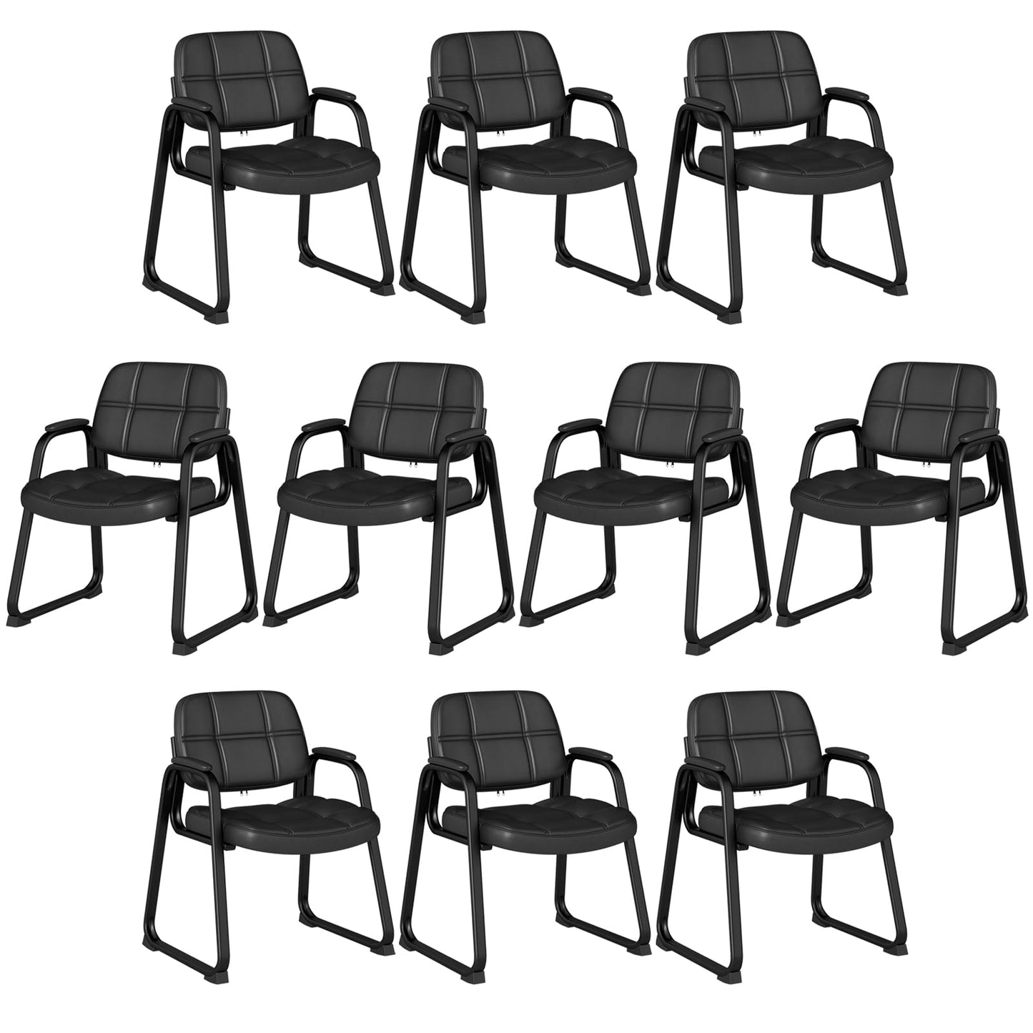 Tangkula Waiting Room Guest Chair Set of 6/10 Upholstered Conference Chair with Armrest & Ergonomic Backrest