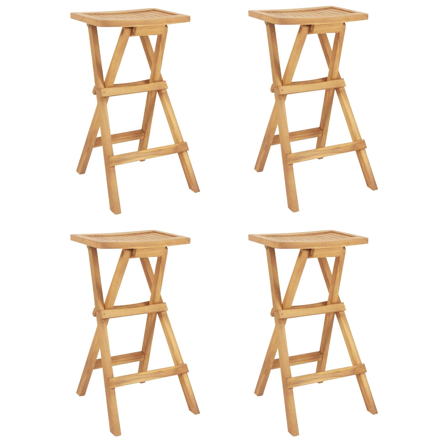 Tabourets de bar d'extérieur Tangkula, lot de tabourets hauts en teck pliables sans assemblage avec assise incurvée et repose-pieds