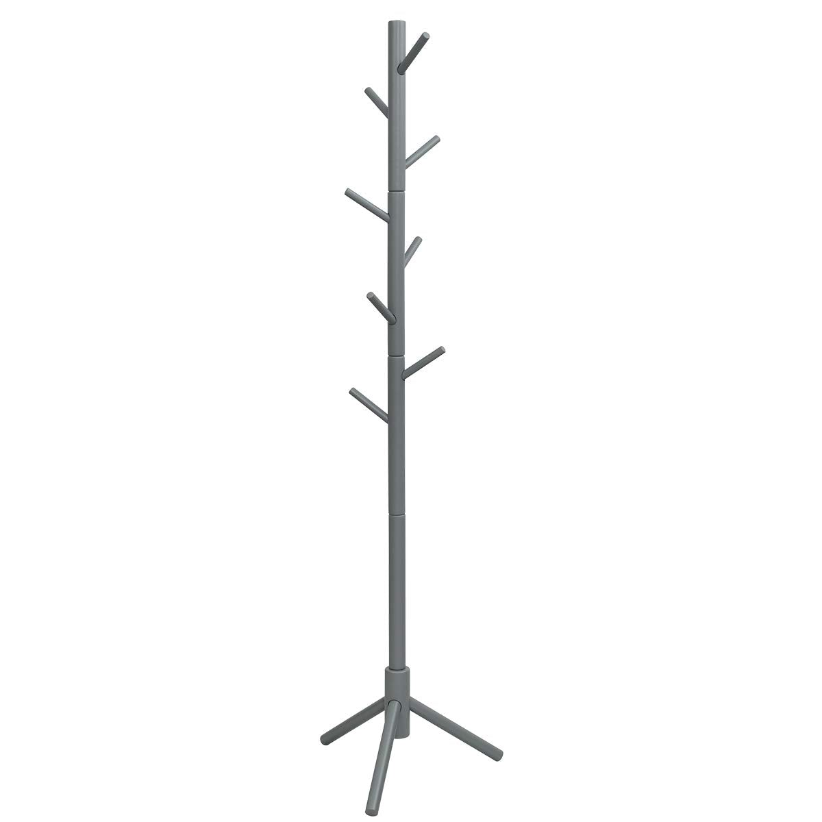Tangkula Coat Rack Freestanding, Rubber Wood Coat Stand with 8 Hooks