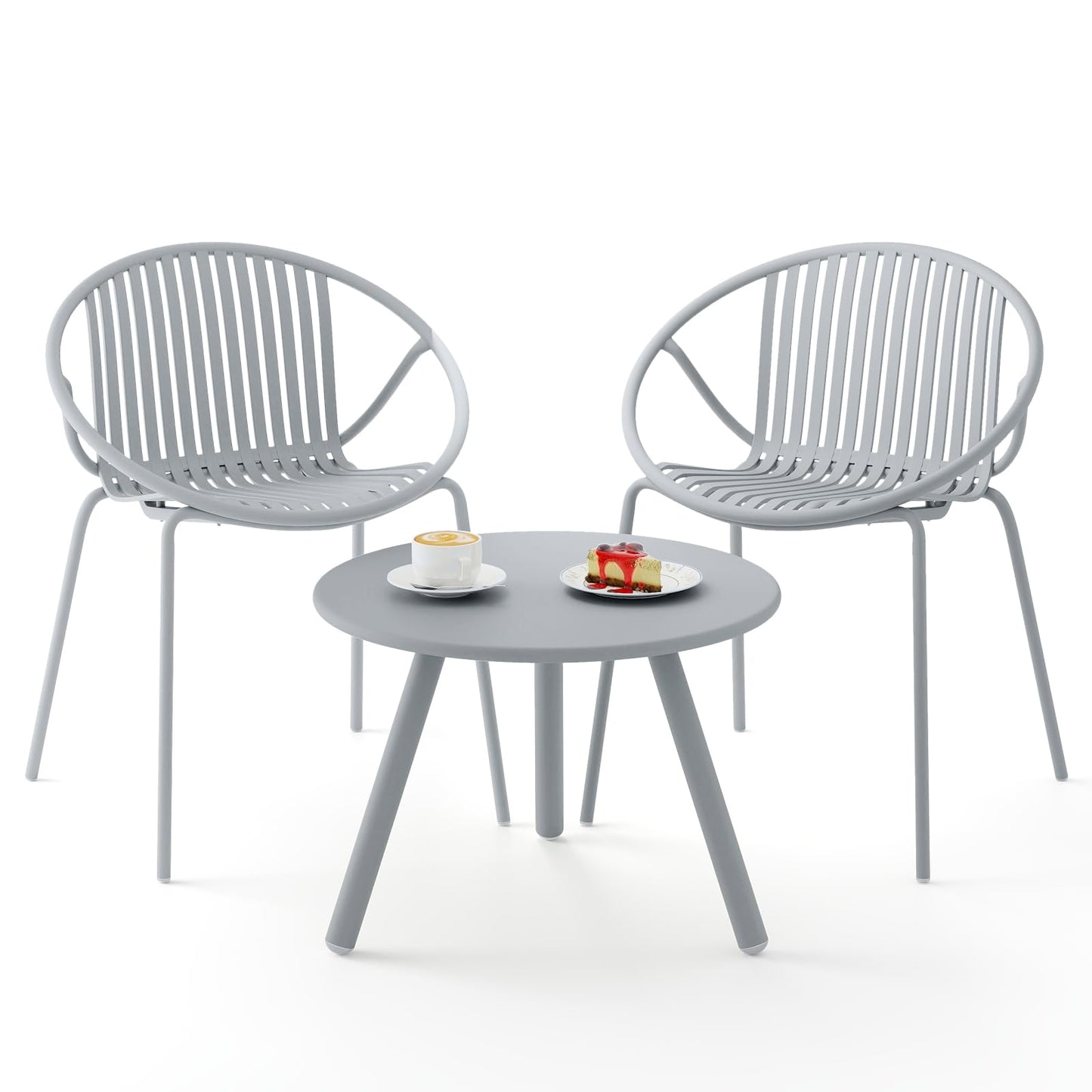 Tangkula Ensemble de bistrot 3 pièces, salon de jardin en polypropylène résistant aux intempéries