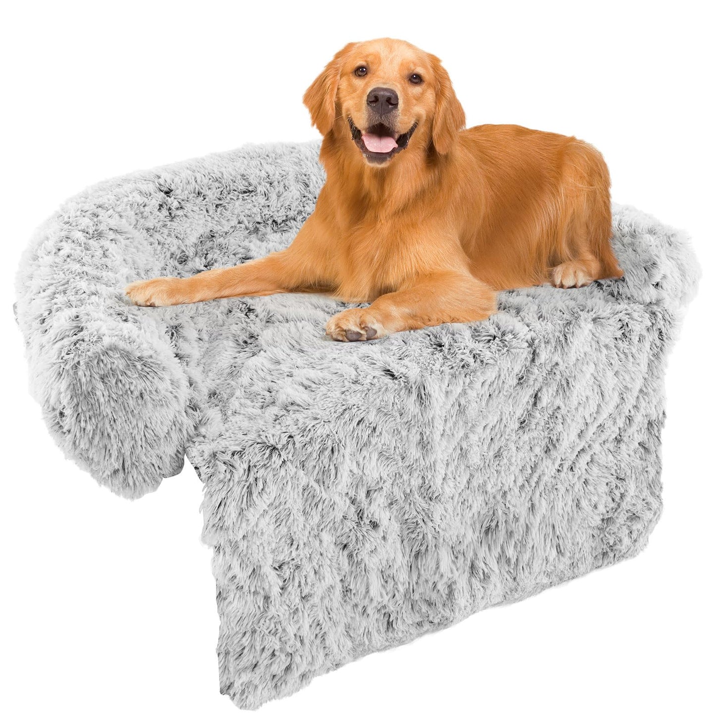 Tangkula Calming Dog Bed, Fluffy Plush Dog Mat Cover Protector for Couch with Detachable Washable Cover