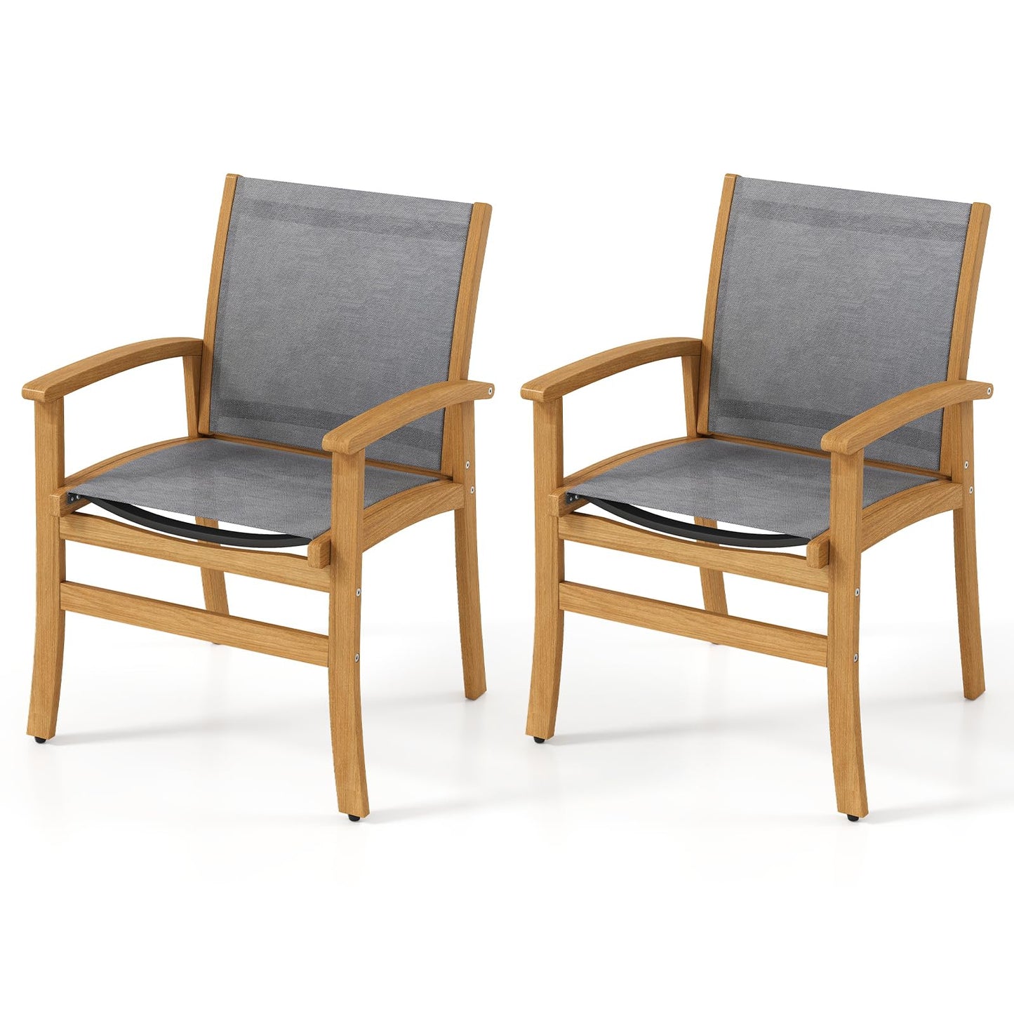 Tangkula Chaises de Salle à Manger d'Extérieur Robustes avec Accoudoirs pour Patio - Lot