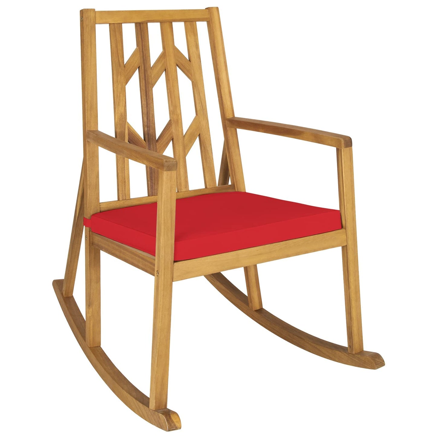 Tangkula Acacia Wood Patio Rocking Chair, Outdoor Porch Rocker