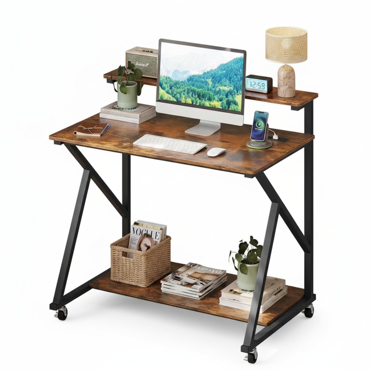 Bureau mobile portable pour ordinateur portable et écran 32" Tangkula