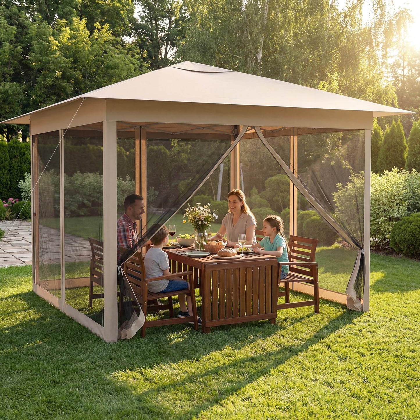 Tangkula 11.5x11.5 FT Pop Up Gazebo Heavy-Duty Metal Frame