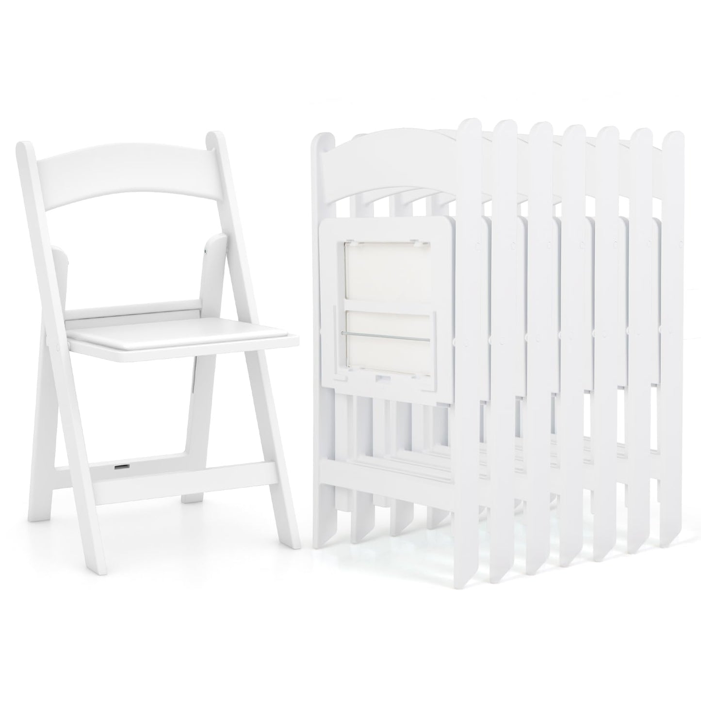 Tangkula Folding Chairs, Outdoor Foldable Patio Chairs with Padded Seats, All-Weather Resin Frame with 1100 LBS Static Load