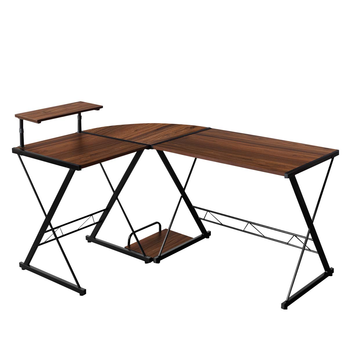 Tangkula L-Shaped Computer Desk, 58 Inches Corner Computer Desk with Movable Shelf & CPU Stand