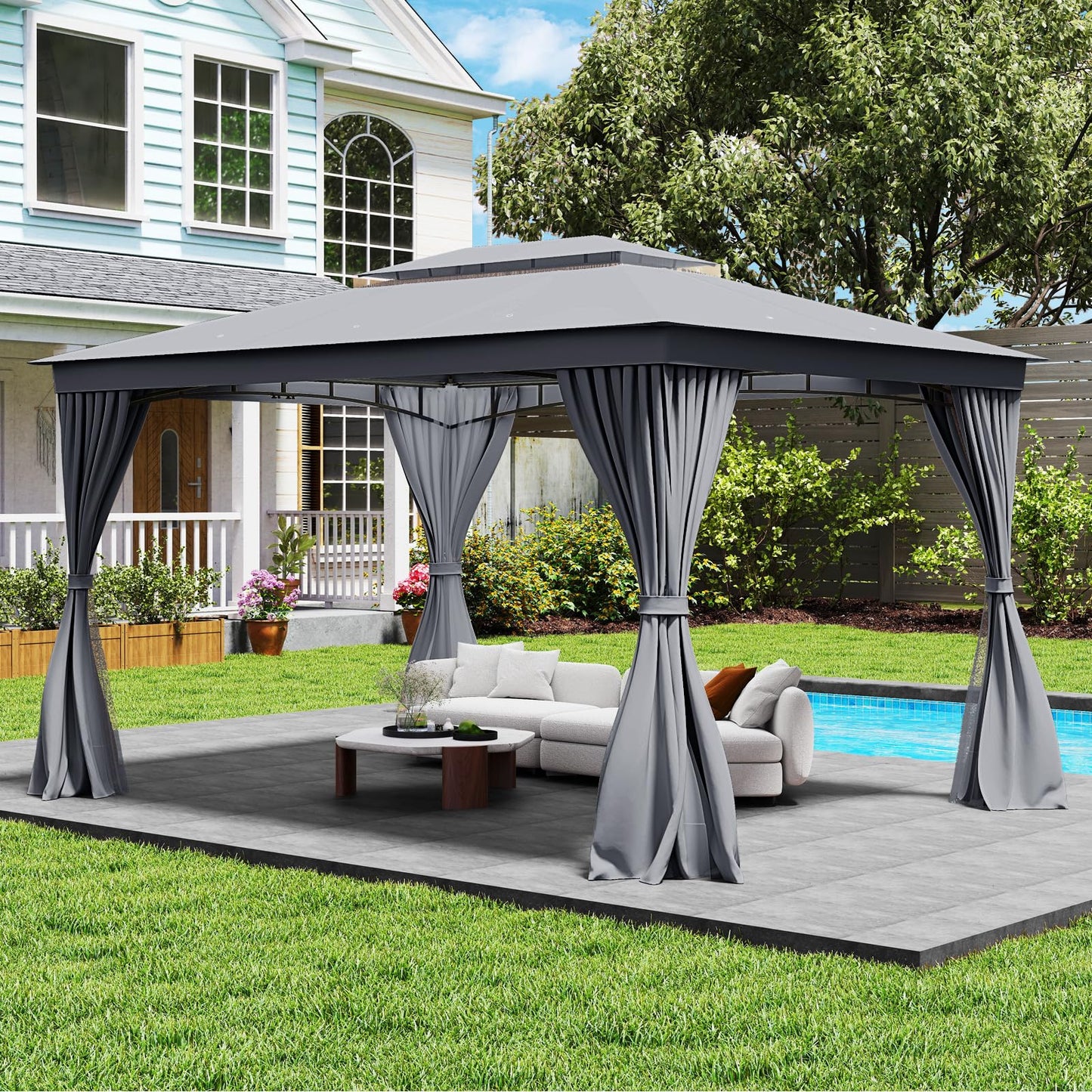 Tangkula 10x13 FT Outoor Gazebo Heavy-Duty Metal Frame