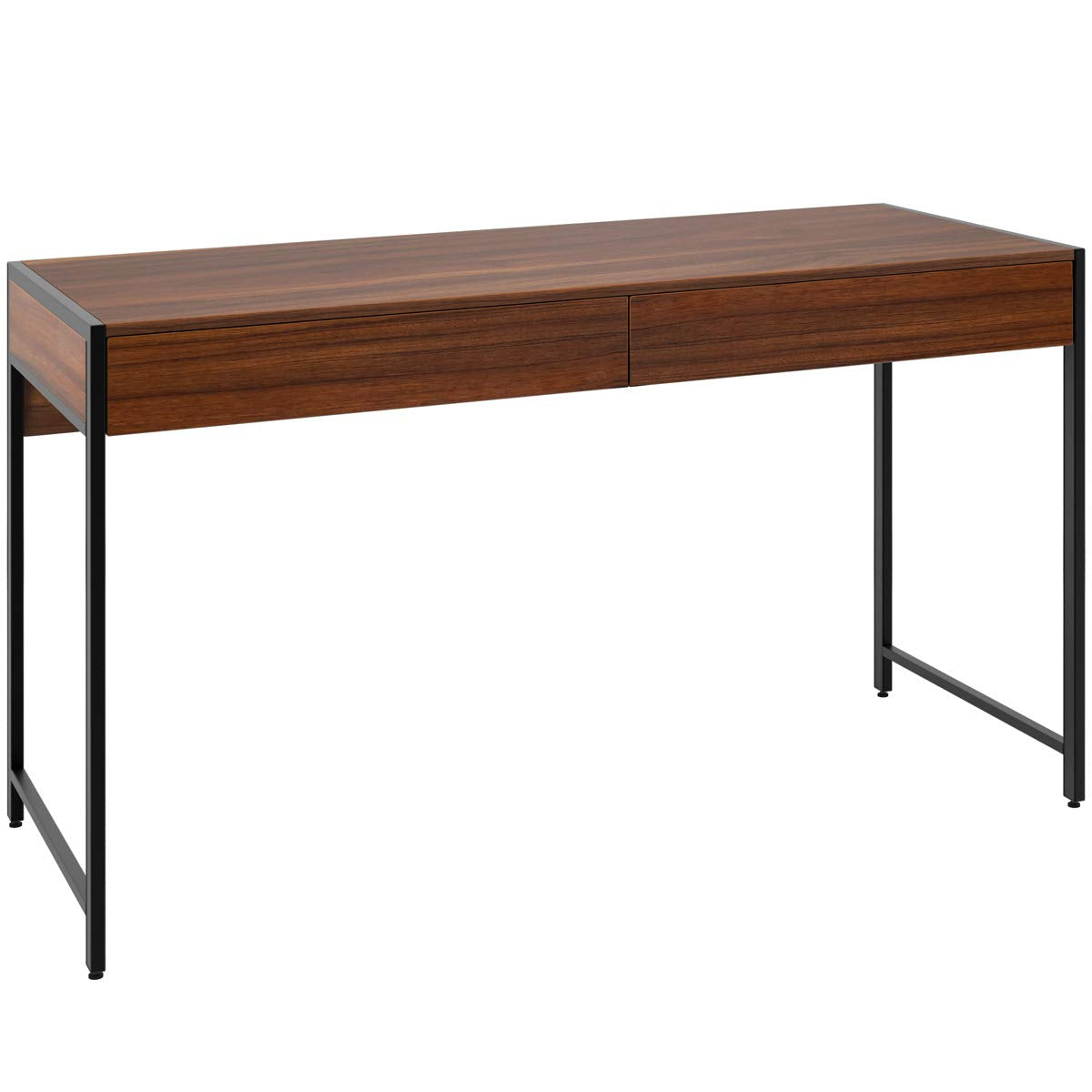 Tangkula Bureau informatique avec 2 tiroirs, Pupitre d'étude et d'écriture simple en bois avec cadre en acier