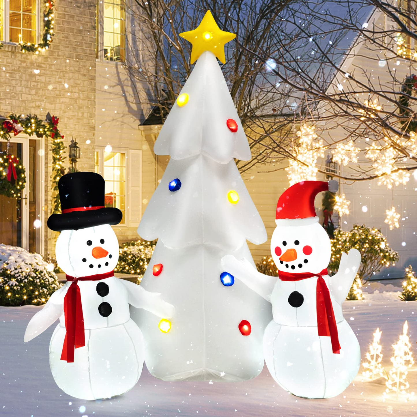 Tangkula Christmas Indoor Outdoor Inflatable Decoration for Yard Lawn