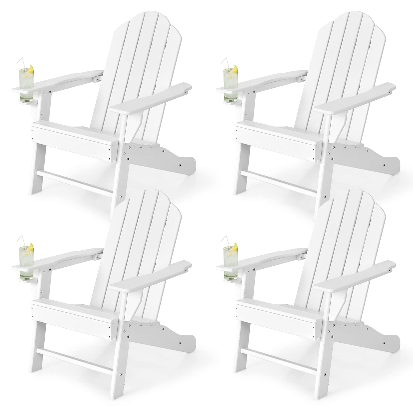 Tangkula Adirondack Chair Outdoor, Fade Resistant HDPE Armchairs with Cup Holder