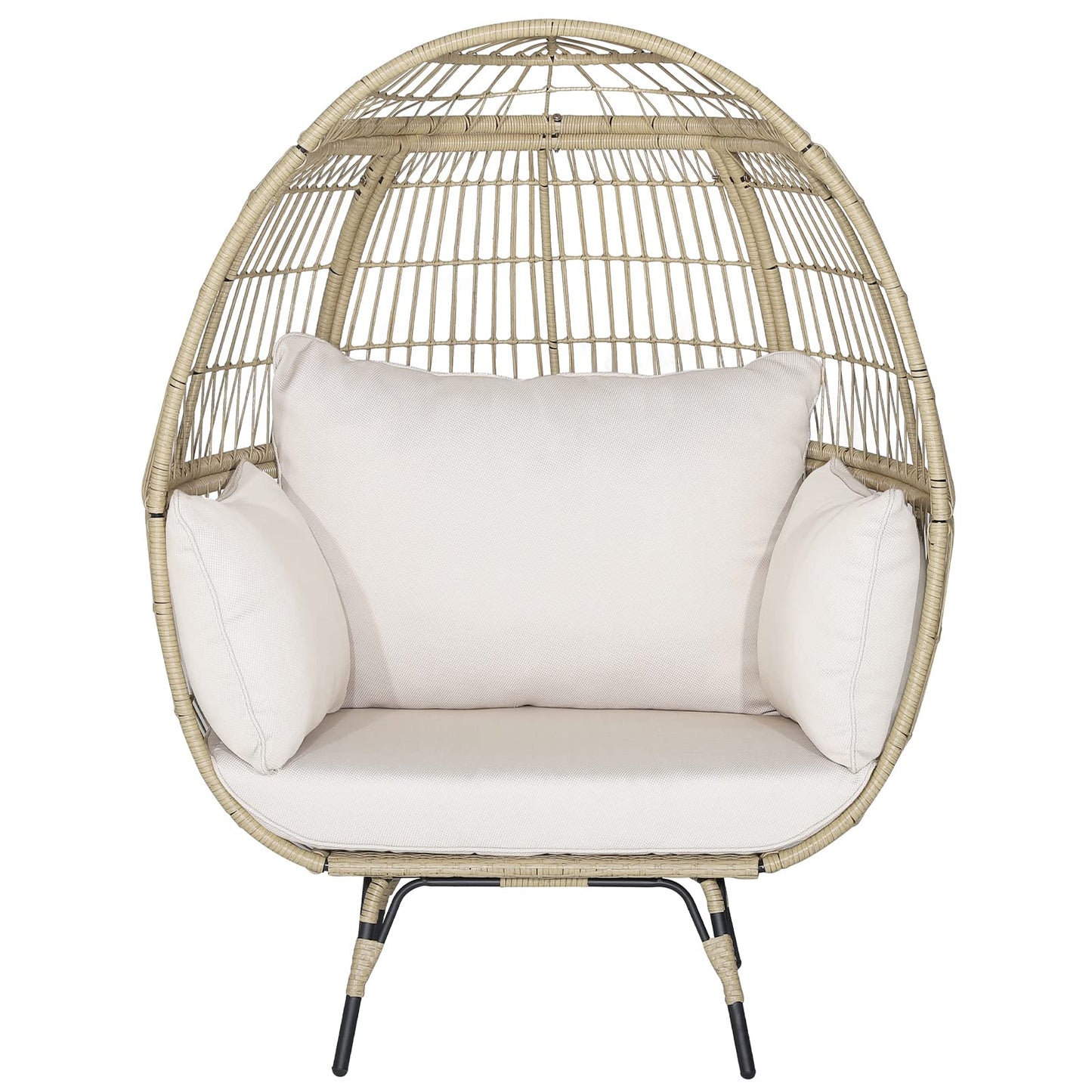 Tangkula PE Wicker Egg Chair Patiojoy Oversized Indoor Outdoor Patio Lounge Chair