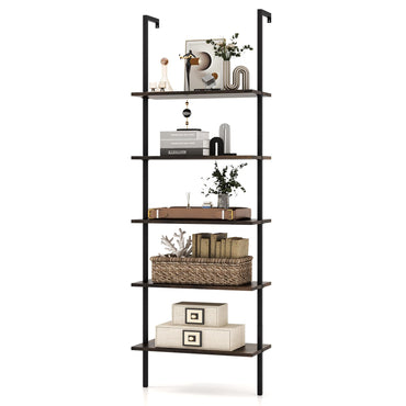 Tangkula 5-Tier Bookshelf Modern Wall Mounted Ladder Shelf