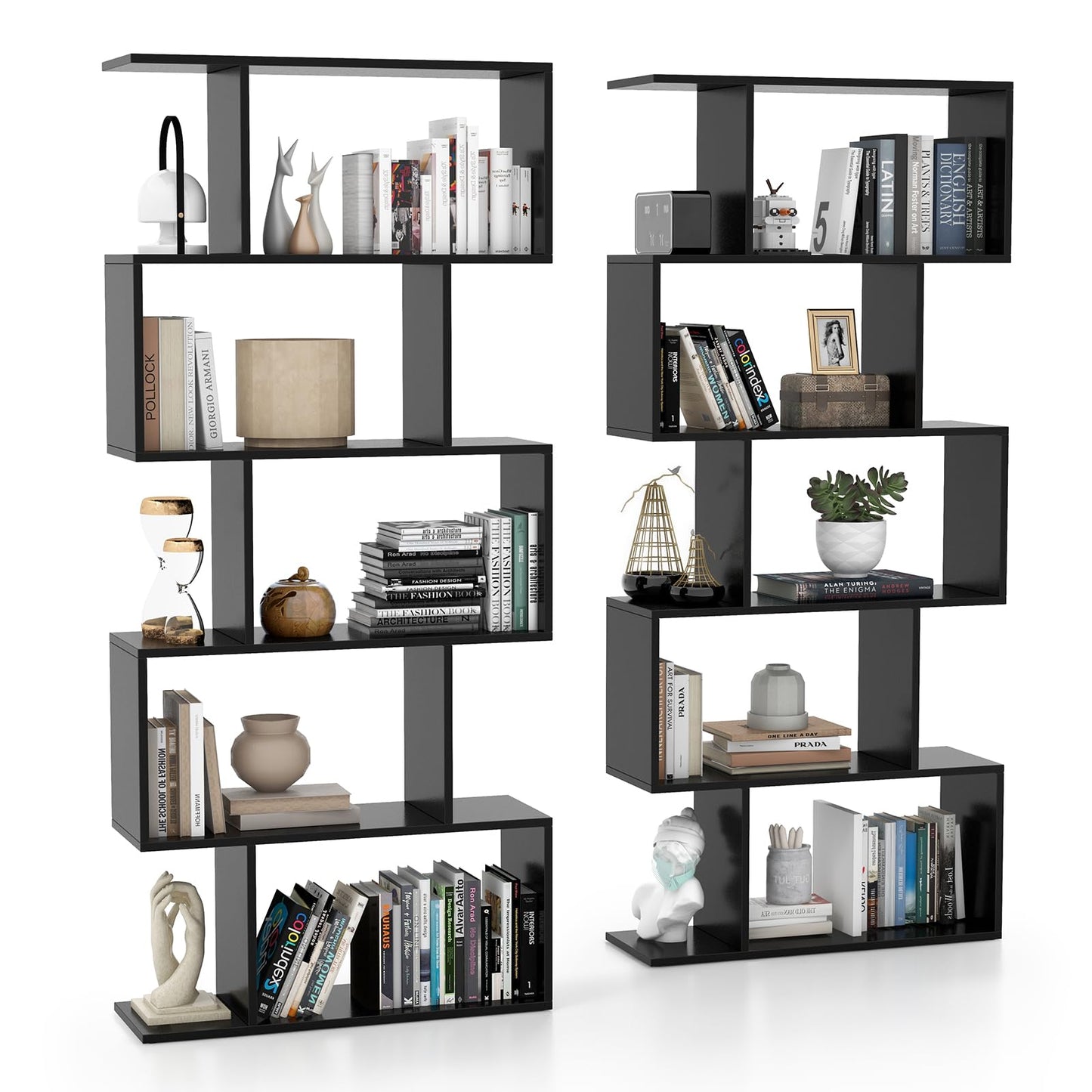 Tangkula 5-Tier Geometric Bookshelf