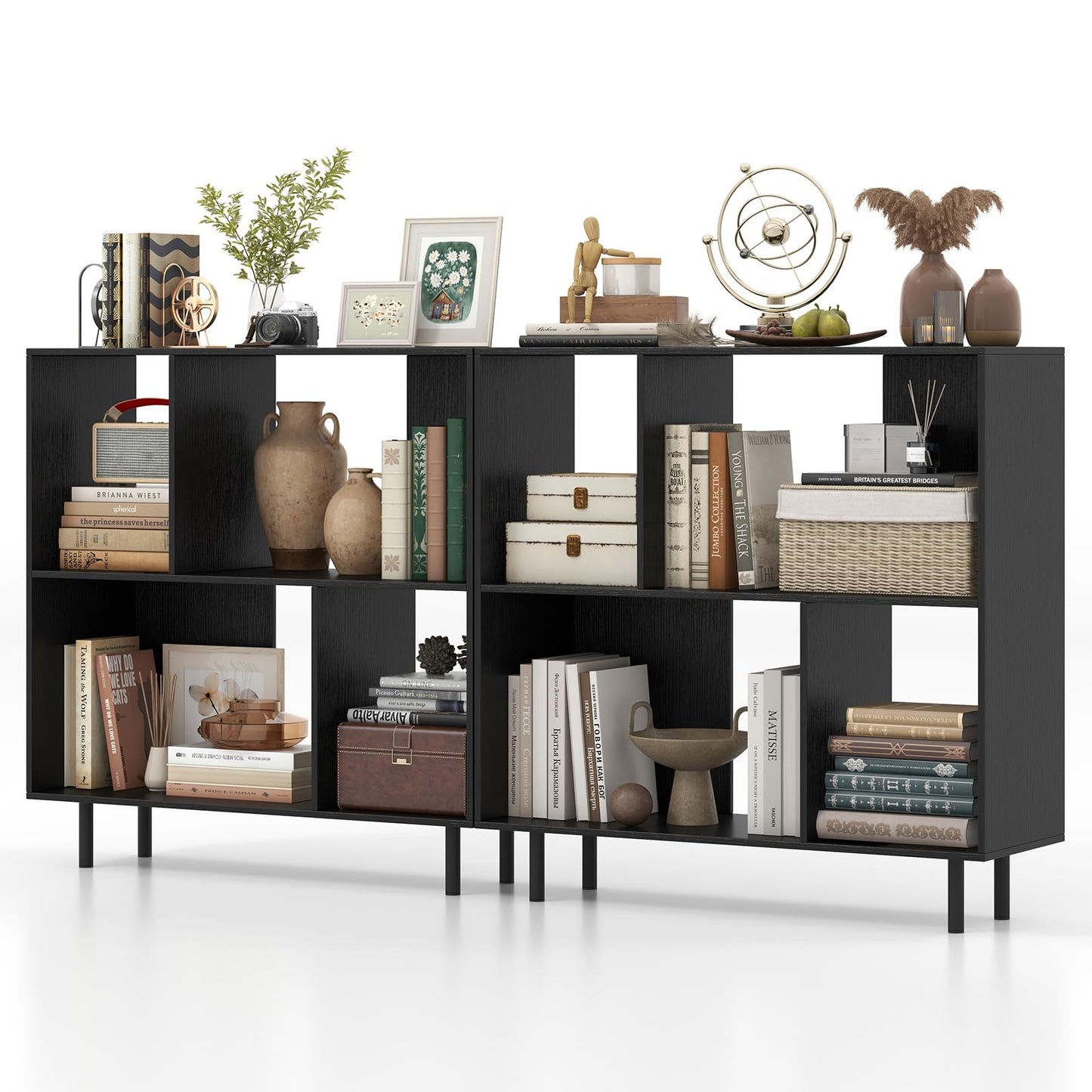 Tangkula 4 Cubby Open Bookcase