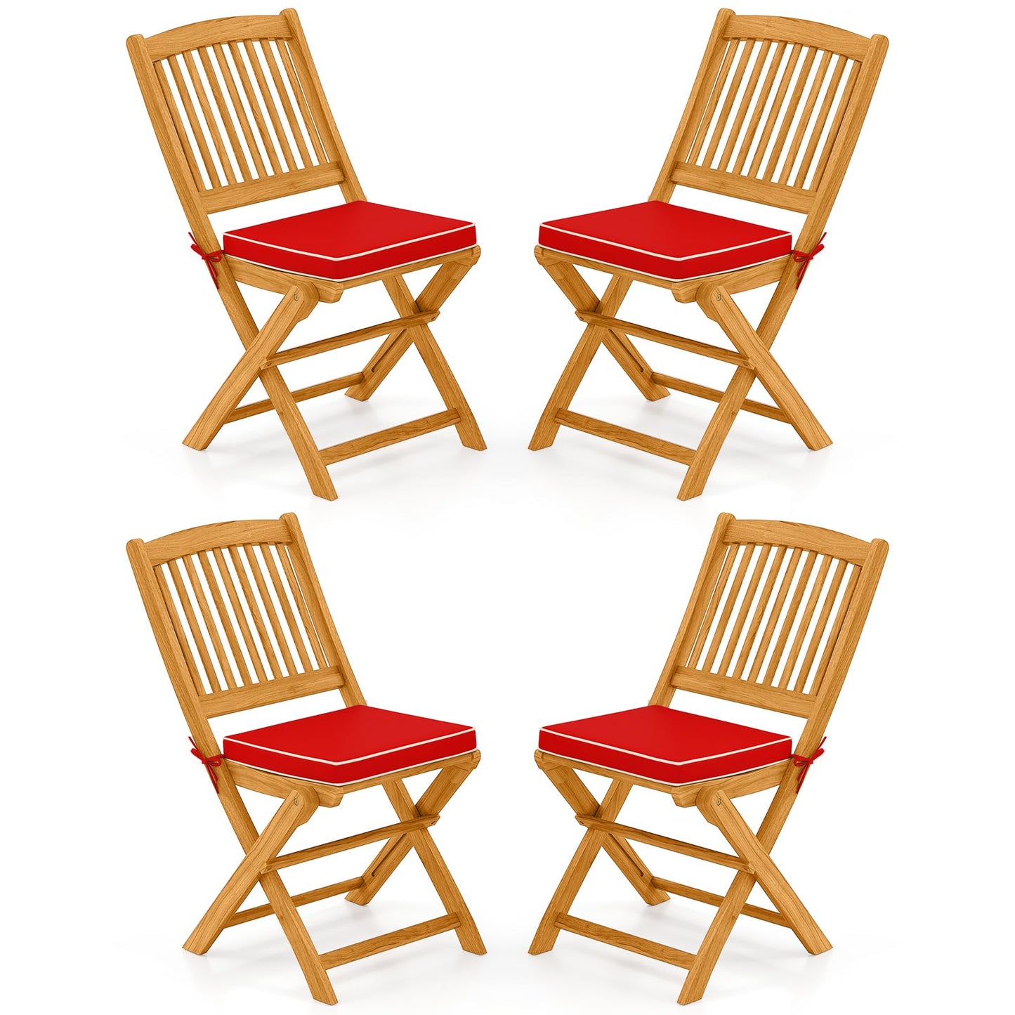 Tangkula Folding Outdoor Dining Chairs Acacia Wood Patio Chairs