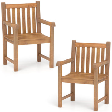 Tangkula Teak Wood Patio Dining Chair(1/2/4)