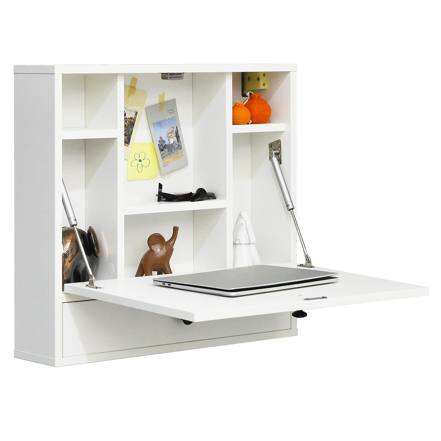 Bureau mural, bureau flottant pneumatique mural pour ordinateur portable avec plateau magnétique pliable