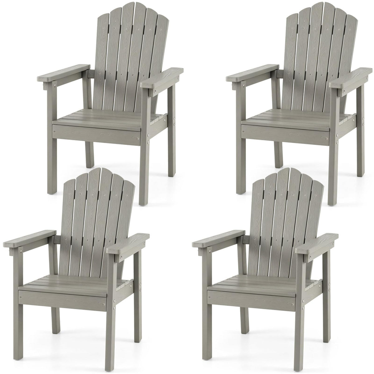 Chaise Adirondack d'extérieur Tangkula avec dossier haut et accoudoirs larges pour terrasse ou piscine