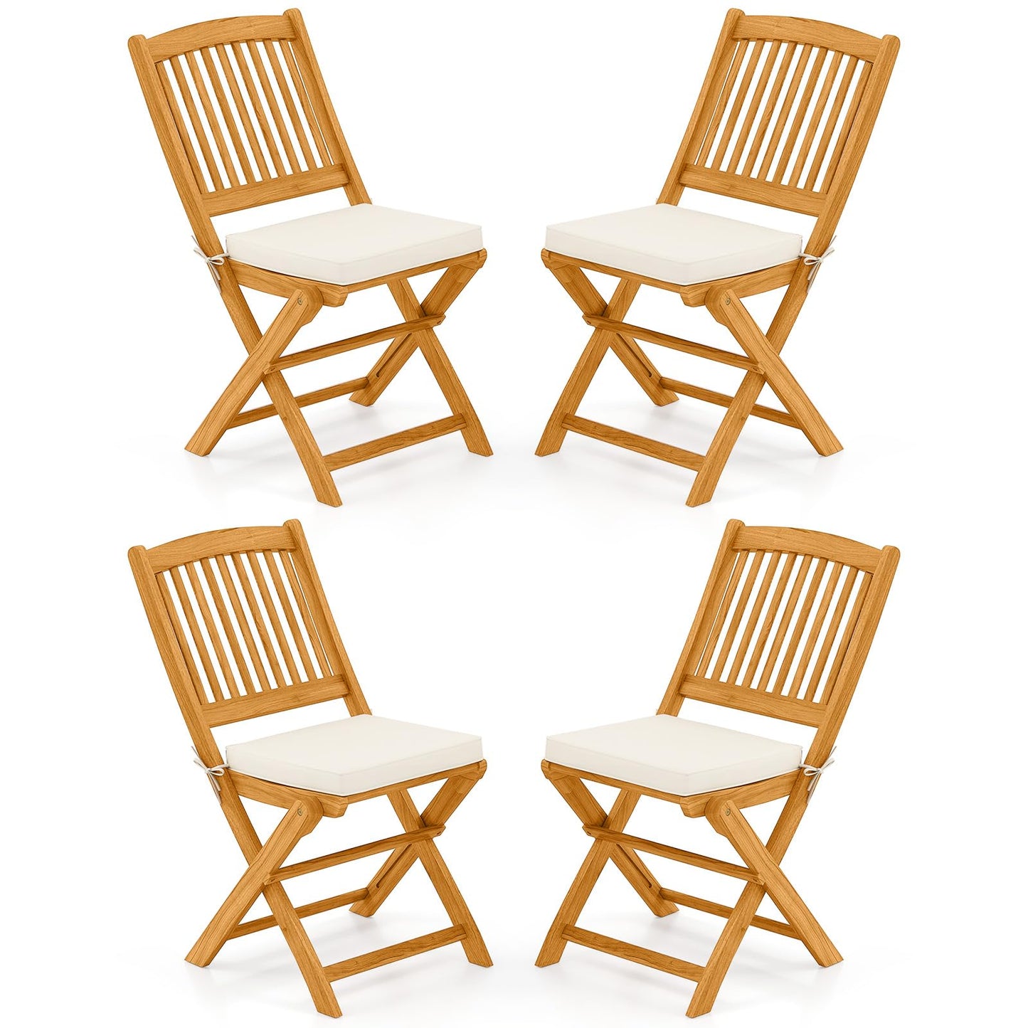 Tangkula Folding Outdoor Dining Chairs Acacia Wood Patio Chairs
