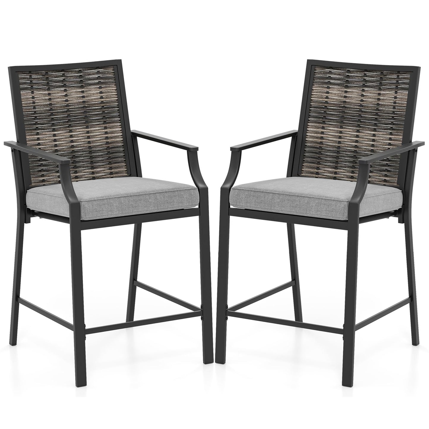 Tangkula Patio Bar Stools(w/Armrest)