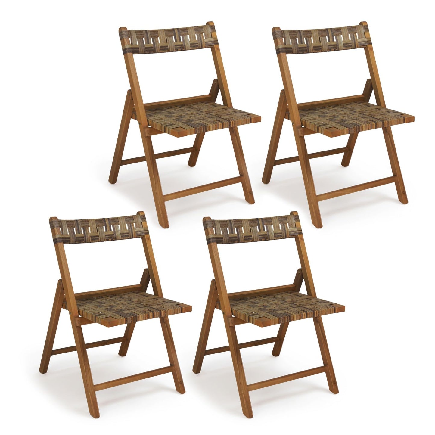 Tangkula Teak Wood Folding Chairs Set of 2/4