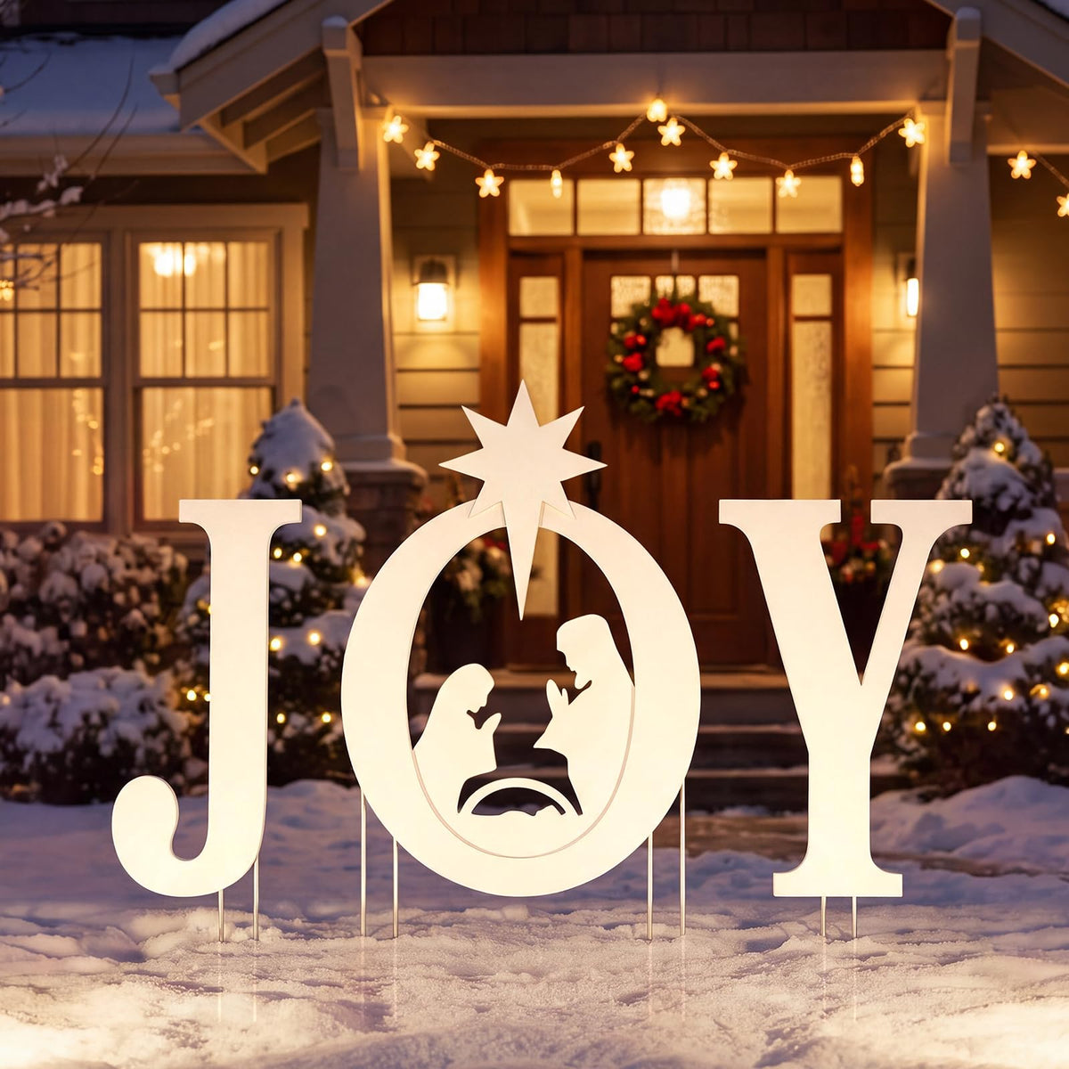 Tangkula 3 Pieces Outdoor Christmas Joy Nativity Yard Signs Decoration Set