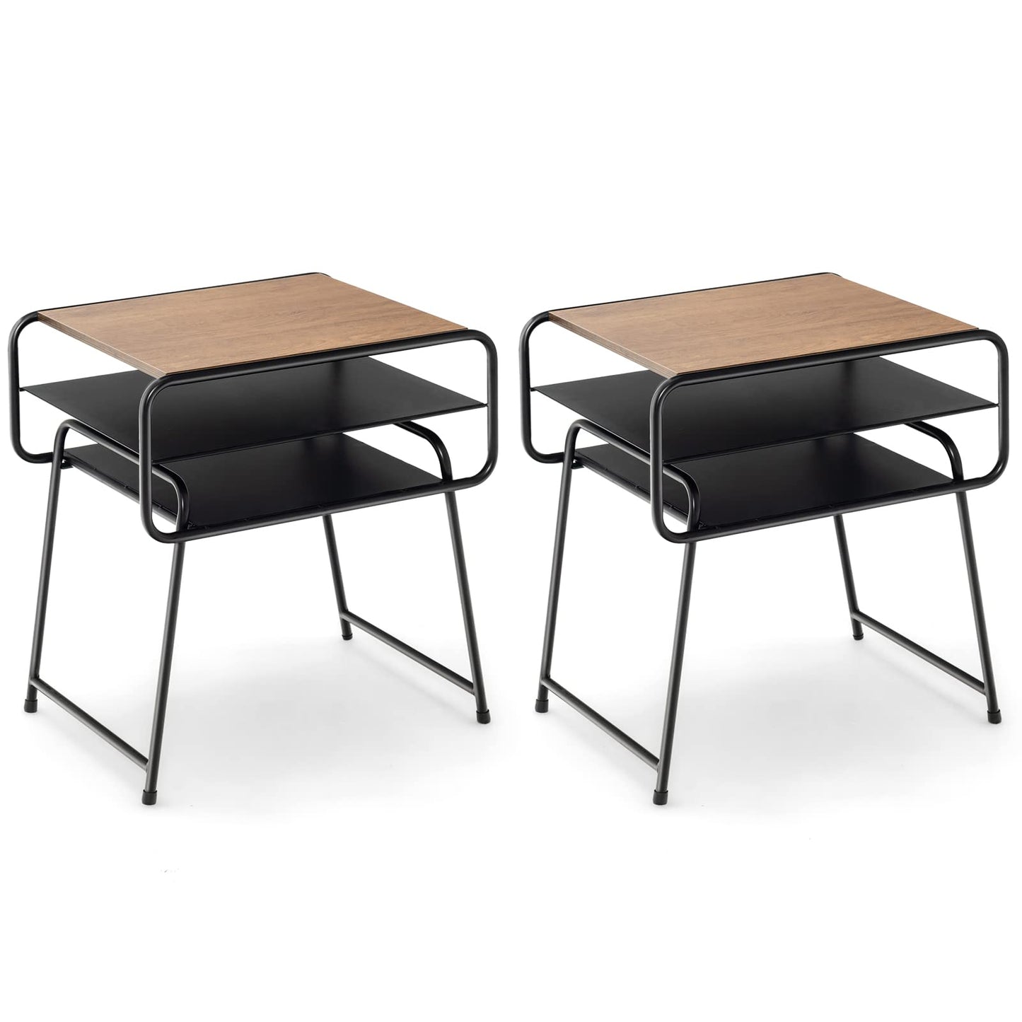 Tangkula Table d'appoint à 3 niveaux avec étagère de rangement