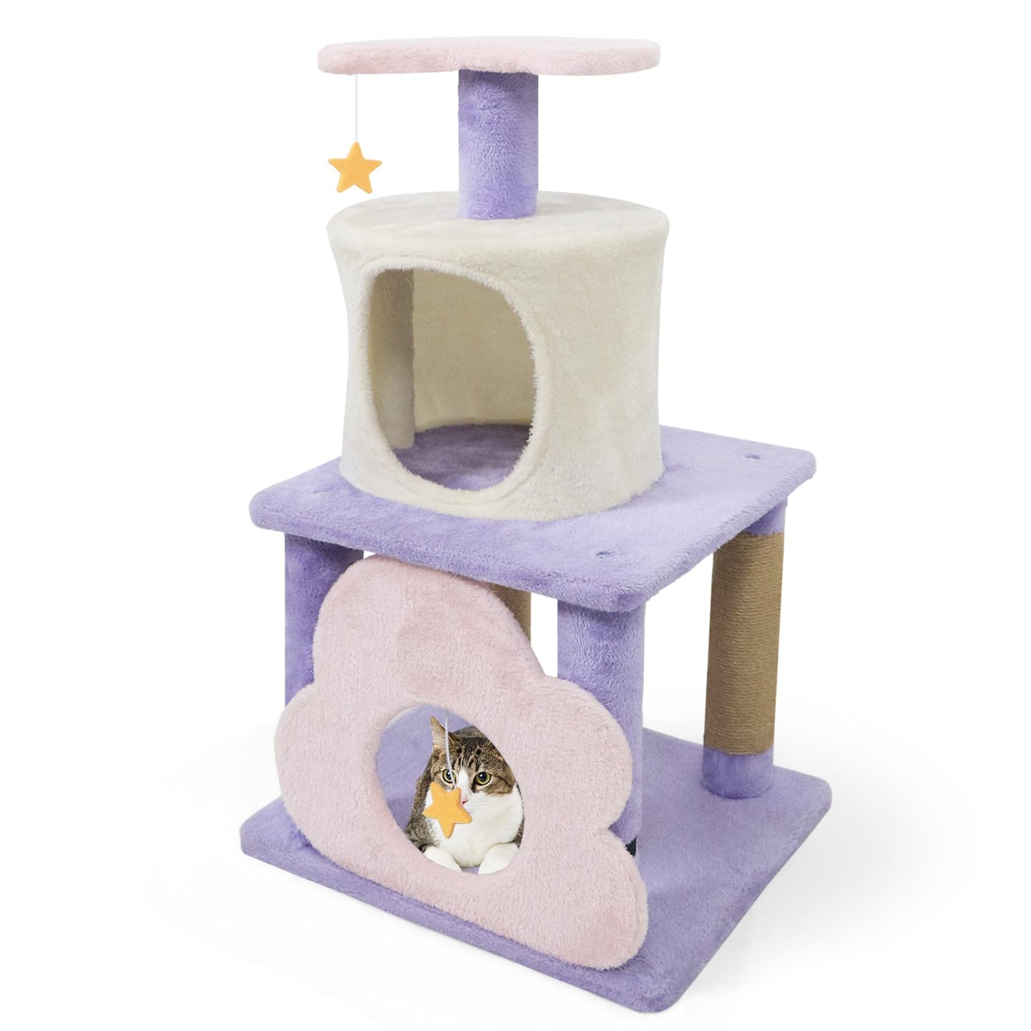 Tangkula 31.5 Inch Multi-Level Cat Tower with Jute Scratching Posts
