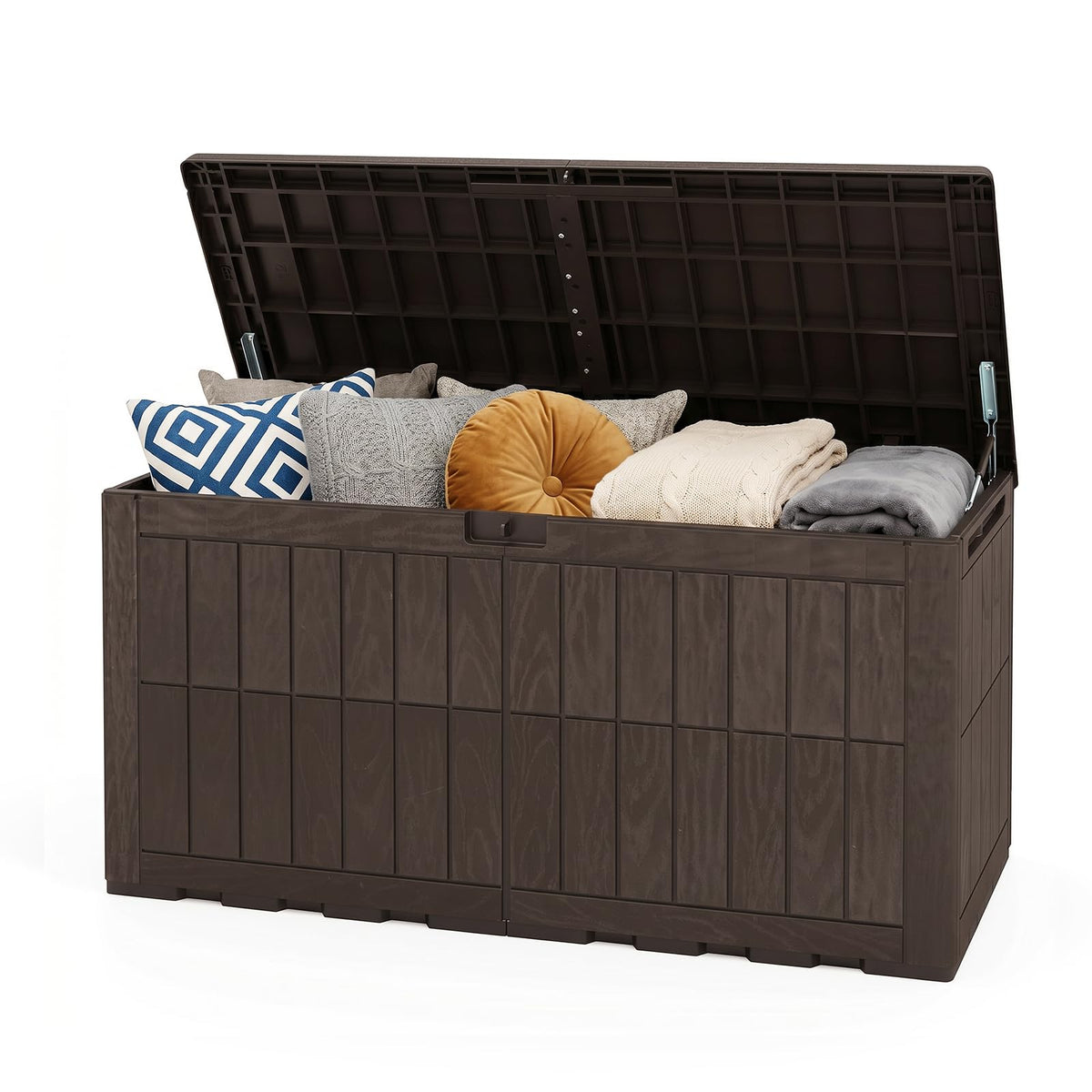 Tangkula 100/120/180 Gallon Waterproof Outdoor Storage Box with Lockable Lid