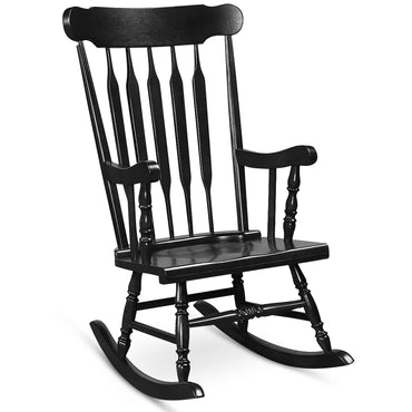 Tangkula Patio Rocking Chair Solid Wood with Rubber Wood Frame