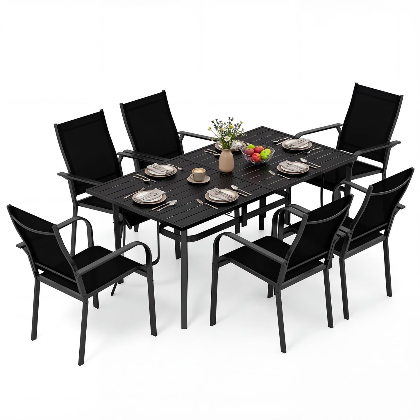 Tangkula 7 Pieces Patio Dining Set for 6