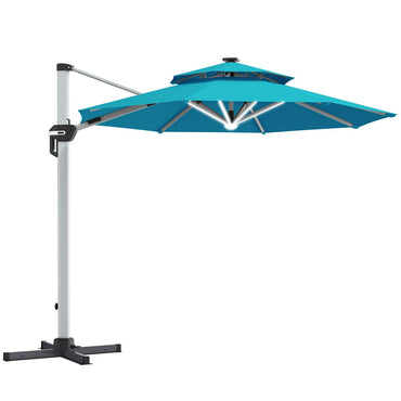 Tangkula 10 FT LED Cantilever Offset Hanging Patio Umbrella