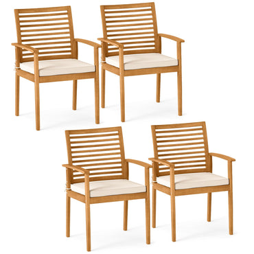 Tangkula Patio Dining Chairs Set w/Removable Padded Cushion