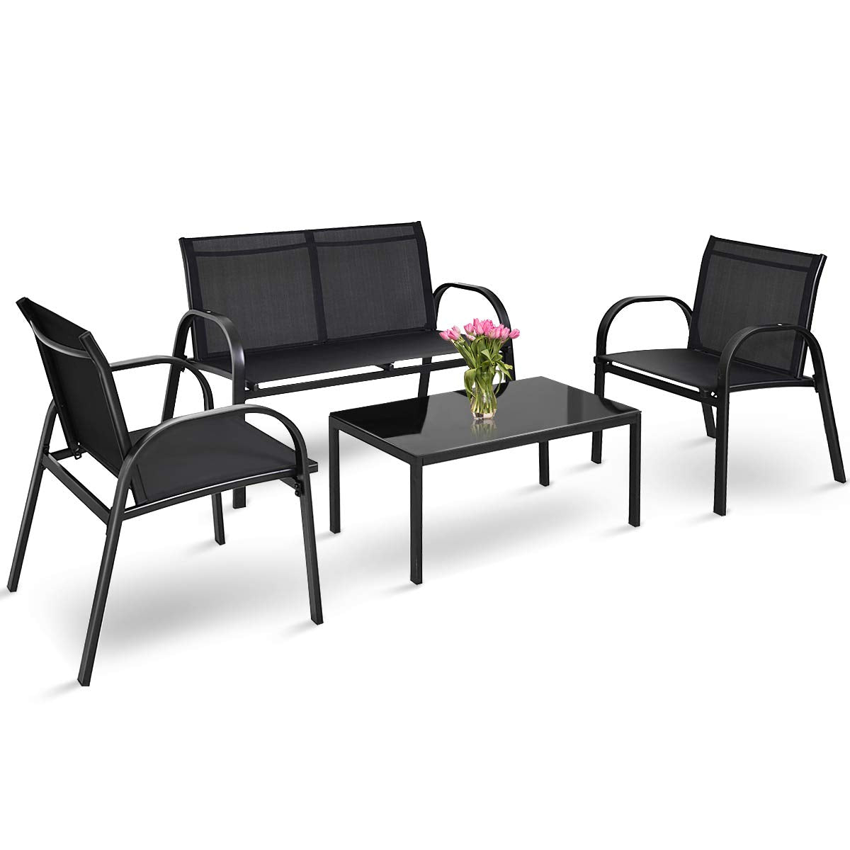 Tangkula 4 Piece Patio Furniture Outdoor Sofa