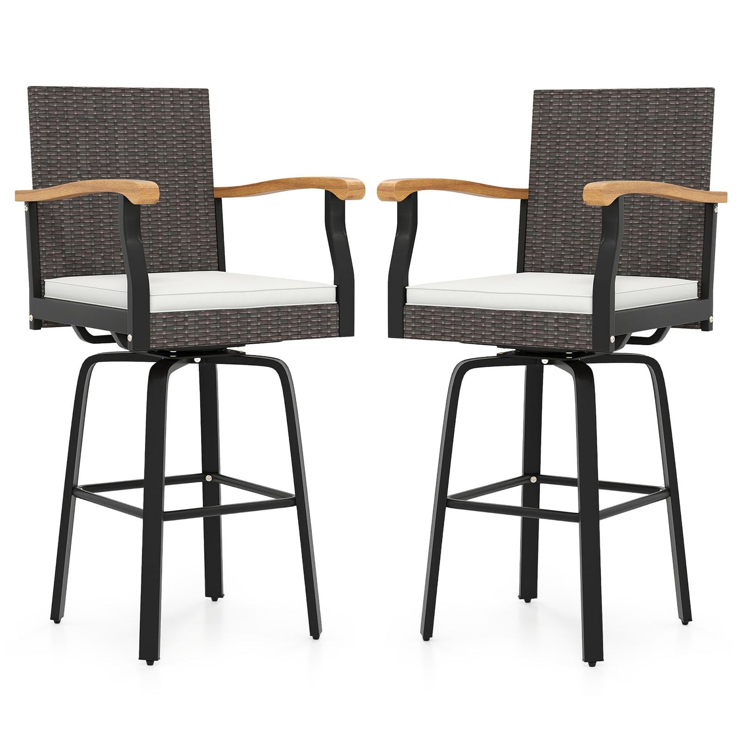 Tangkula Outdoor 360° Swivel Bar Stool for Backyard