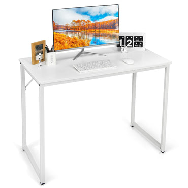 Tangkula Compact Study Writing Desk with Steel Frame for Home Office