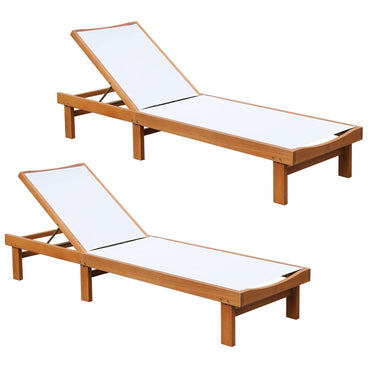 Tangkula Outdoor Wood Chaise Lounge Chair with 5 Position Adjustable Back
