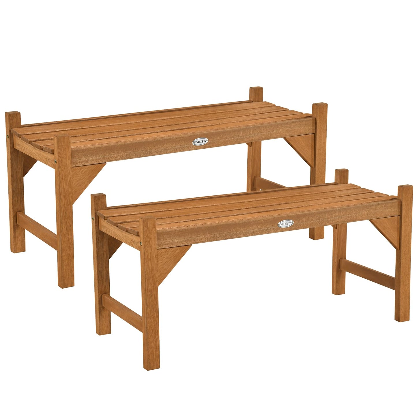 Tangkula 40” Outdoor Backless Bench with Slatted Contoured Seat